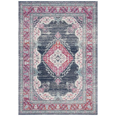 Safavieh 5 ft. 1 in. x 7 ft. 6 in. Evoke Power-Loomed Rectangle Rug Fuchsia & Navy EVK250R-5